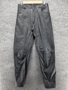 Byrnes & Baker Pants Womens 12 Black Leather Tapered Lined Pockets 29 In